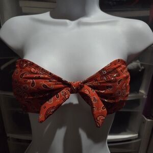 Red Paisley Bandeau Top